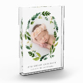 Bloc Photo Albâtre Wreath Birth Stats Baby Photo Block (Gauche)