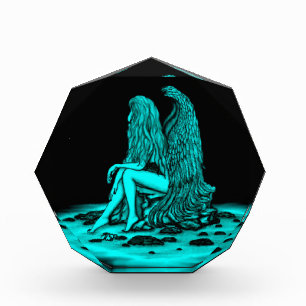 Bloc Photo Angel, perdu dans la pensée, noir et vert Design