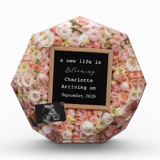Bloc Photo Annonce de grossesse révélation bébé floral pastel (Devant)