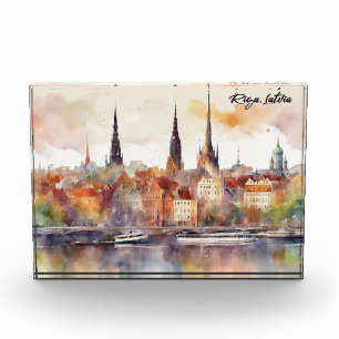 Bloc Photo Aquarelle couleur Riga Lettonie Baltique