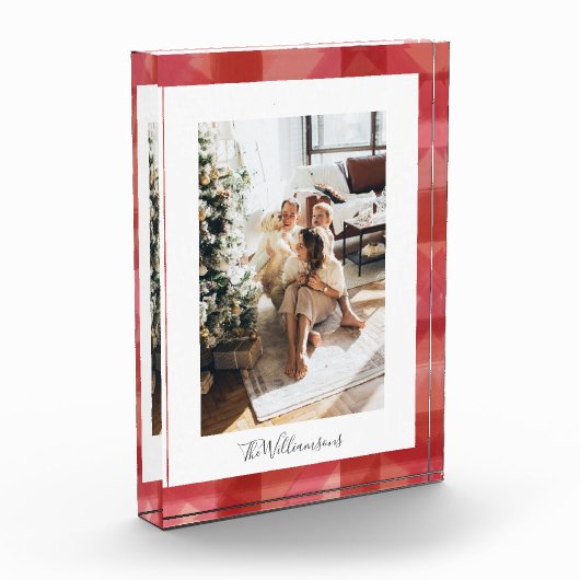 Bloc Photo Aquarelle rouge Plaid Noël rustique (Gauche)