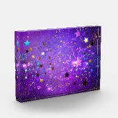 Bloc Photo Arrière - plan de feuille violet avec étoiles (Gauche)