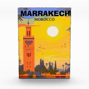 Bloc Photo Art de carte postale de voyage à Marrakesh, carte