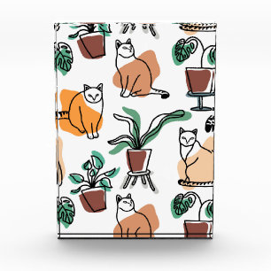 Bloc Photo Art de trait dessin chats et fleurs