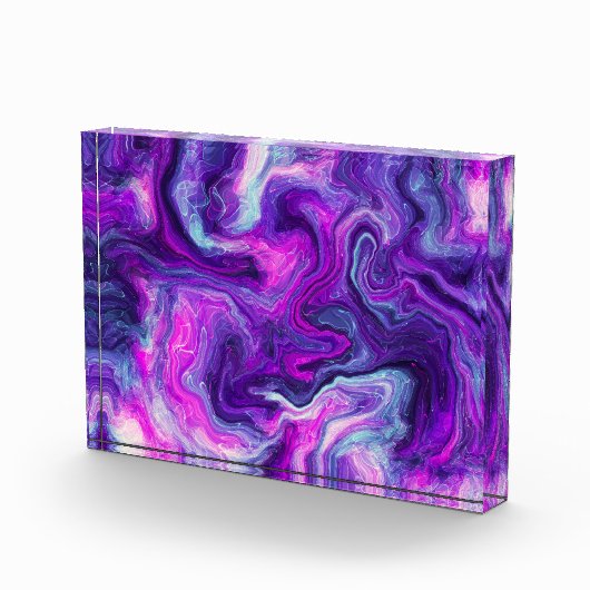 Bloc Photo Art fluide en marbre rose, bleu, violet (Droite)
