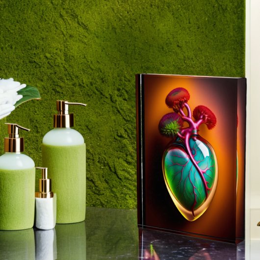 Bloc Photo Art numérique cardiaque en verre anatomique bloc a