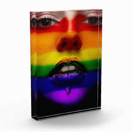 Bloc Photo Art : Visage Gay pride arc-en-ciel (Gauche)