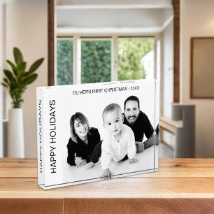 Bloc Photo Baby First Christmas Noir et blanc