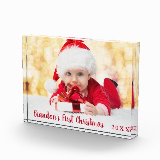 Bloc Photo Baby First Christmas Red Script (Droite)