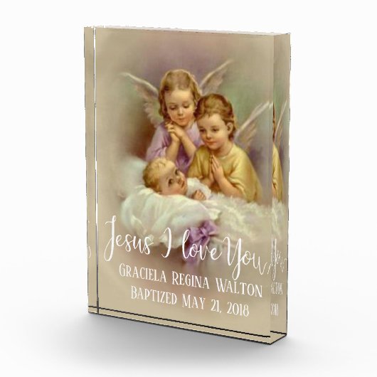 Bloc Photo Baptême Bébé bébé Anges de prière Script superposi (Droite)