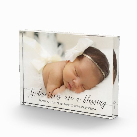 Bloc Photo Baptême cadeau pour Godmère Simple Script moderne (Droite)