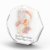 Bloc Photo Baptême Fille Fleurs roses Croix de colombe (Droite)