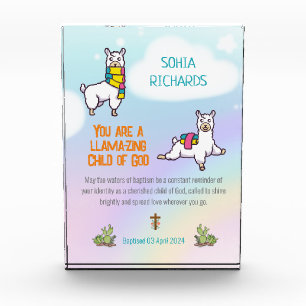 Bloc Photo Baptême Girl Cute Llama Thème