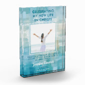 Bloc Photo Baptême Photo Keepsaké Cadeau Christian Modern Blu (Gauche)