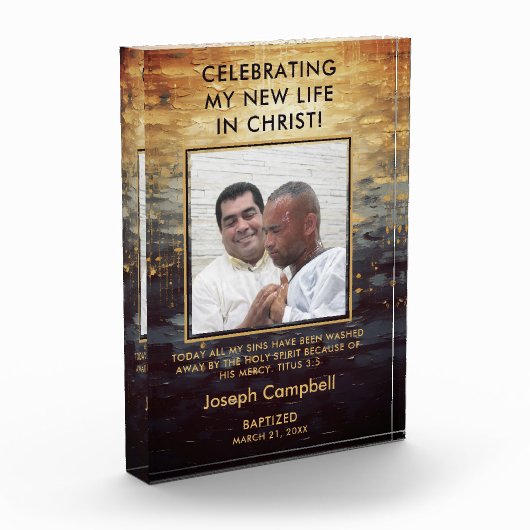 Bloc Photo Baptême Photo Keepsaké Cadeau Christian Modern Man (Gauche)
