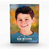 Bloc Photo Bar Mitzvah Blue Foil Brush Bold Modern Typographi (Devant)