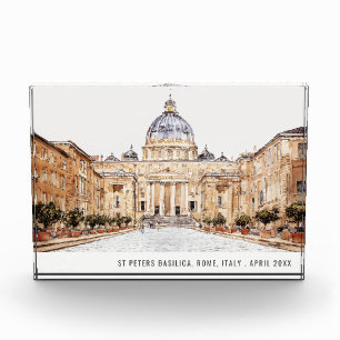 Bloc Photo Basilique Saint-Pierre Rome Italie Aquarelle Voyag
