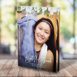 Bloc Photo Bat mitzvah Script Gold Floral Aquarelle Keepsaké<br><div class="desc">Soyez fier, réjouissez-vous et présentez ce jalon de votre Bat mitzvah préféré avec ce bloc photo personnalisé et sophistiqué keepsaké ! Une aquarelle fleurie chic, étonnante, blanche et or parties scintillant avec typographie de script blanc et san serif type superposent la photo de votre choix. Personnalisez le texte personnalisé avec...</div>