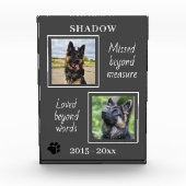 Bloc Photo Beau Mémorial pour animaux de compagnie Manqué au- (Devant)