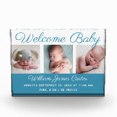 Bloc Photo Bébé Garçon Bleu Collage Cursif Script mignon (Devant)