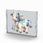 Bloc Photo Bébé vache à carreaux bleus esthétique de ferme pa (Droite)