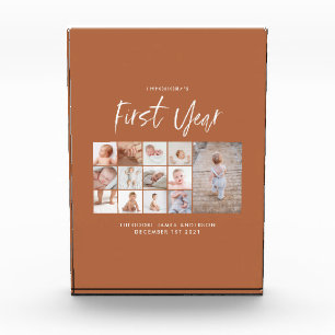 Bloc Photo Bébés première année photo collage script terracot