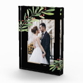 Bloc Photo Berries vertes Noël personnalisé noir (Droite)