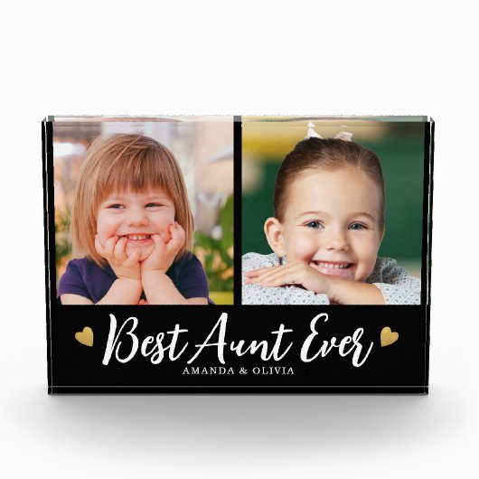 Bloc Photo Best Aunt Ever Gold Heart Keepsake Black 2 Collage (Devant)