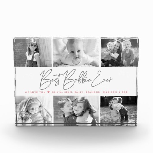 Bloc Photo Best Bubbie Ever Moderne Gris Script Collage perso (Devant)