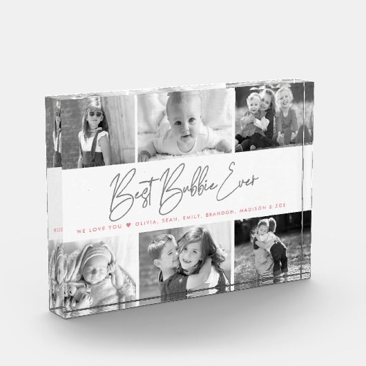 Bloc Photo Best Bubbie Ever Moderne Gris Script Collage perso (Gauche)