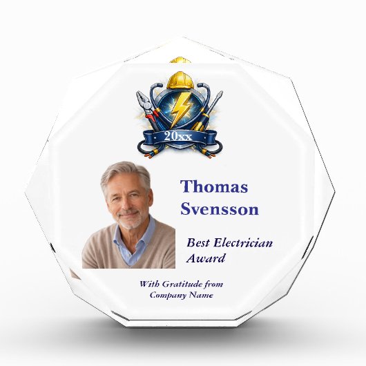 Bloc Photo Best Electrician Award Personalized Photo (Devant)