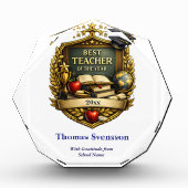 Bloc Photo Best Teacher of the Year Award Personalized (Devant)