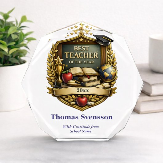 Bloc Photo Best Teacher of the Year Award Personalized
