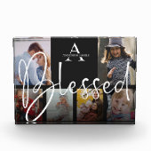 Bloc Photo Blessé Nom de famille Script Monogramme Photo Coll (Devant)