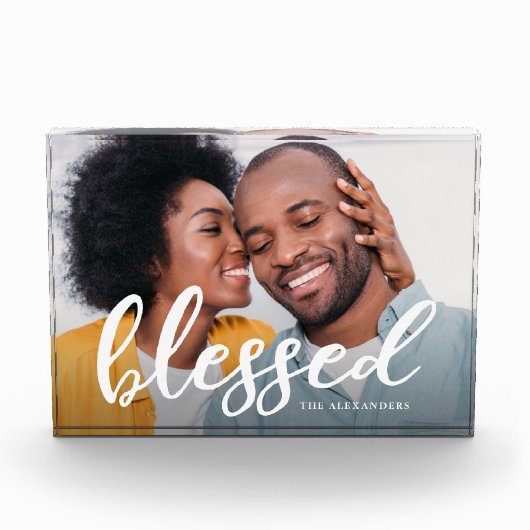 Bloc Photo Blessed Script with Name Photo Block (Devant)