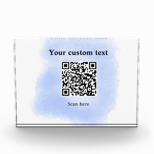Bloc Photo bleu aquarelle QR code scan ajouter texte personna (Devant)