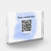 Bloc Photo bleu aquarelle QR code scan ajouter texte personna (Gauche)