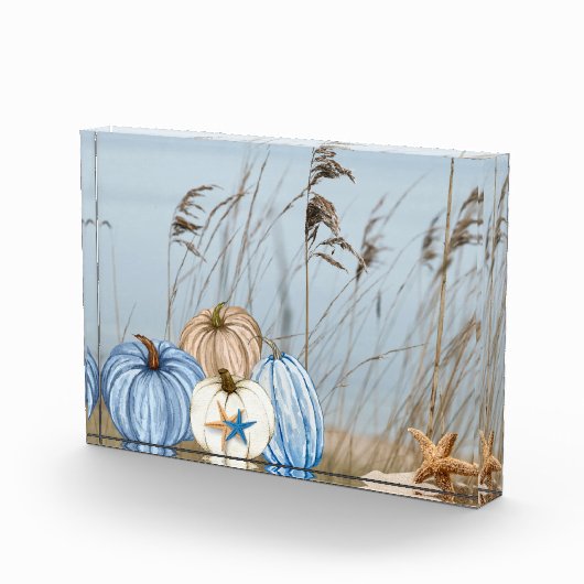 Bloc Photo Bleu automne côtier et Citrouilles blancs et Starf (Droite)