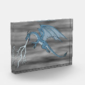 Bloc Photo Bleu Dragon cracher la foudre (Gauche)