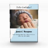 Bloc Photo Bleu moderne Serez-vous mon bébé baptême de père d (Devant)