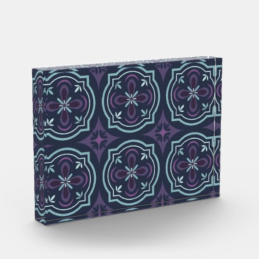 Bloc Photo blueish floral tiling pattern (Gauche)