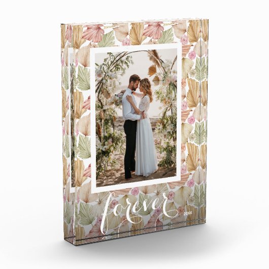 Bloc Photo Boho aquarelle Feuilles et Roses (Gauche)
