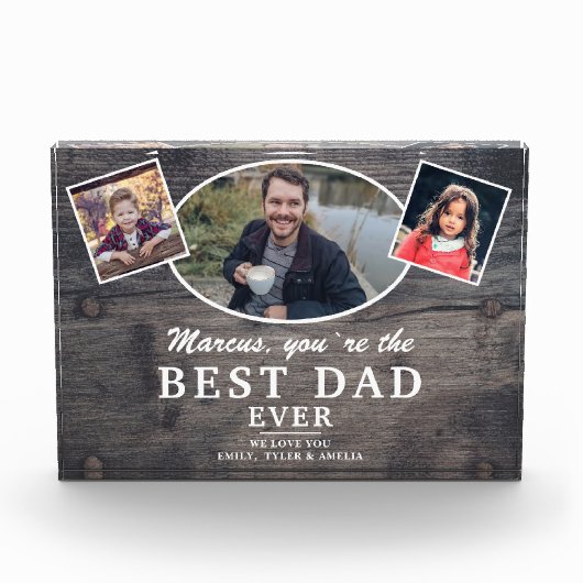 Bloc Photo Bois rustique Meilleur papa Fête des Pères (Devant)