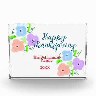 Bloc Photo Bon thanksgiving bleu violet rose ajouter famille