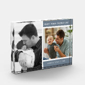 Bloc Photo Bonne première Fête des pères 2 photo Collage gris (Gauche)