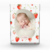 Bloc Photo Botanique de fraise bébé monogramme doux de baie (Devant)