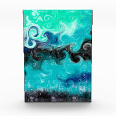 Bloc Photo Boucles de marbre turquoise, bleu et noir (Devant)