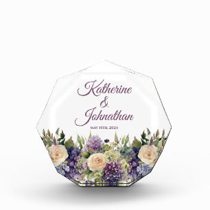 Bloc Photo Bouquet de fleurs violettes d'aquarelle Mariage