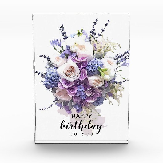 Bloc Photo Bouquet vintage | Calligraphie d'anniversaire Cust (Devant)