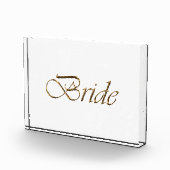 Bloc Photo Bride, écriture or élégant chic clair acrylique (Droite)